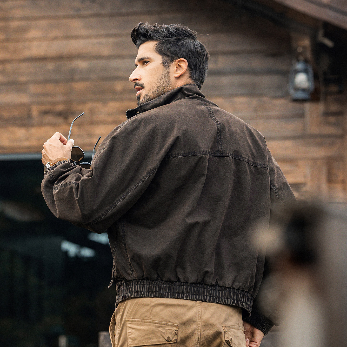 美式重磅復古飛行工裝夾克男春季新款寬鬆機車服帥氣短款男士外套