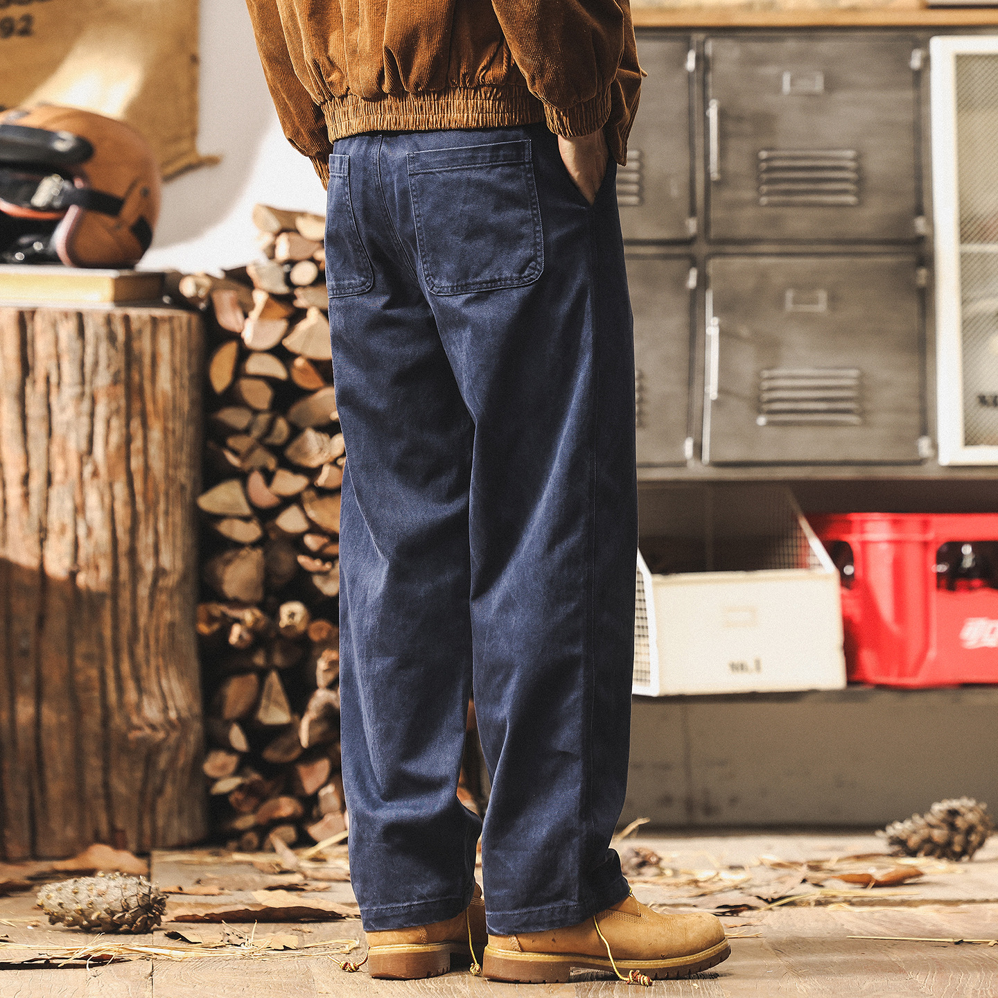 萊賽爾天絲高級感男士休閒褲2025新款潮牌秋季寬鬆直筒藏青色褲子