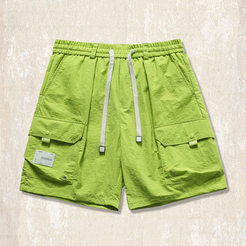 美式復古戶外工裝短褲男夏季薄款冰絲速幹寬鬆直筒潮牌休閒五分褲