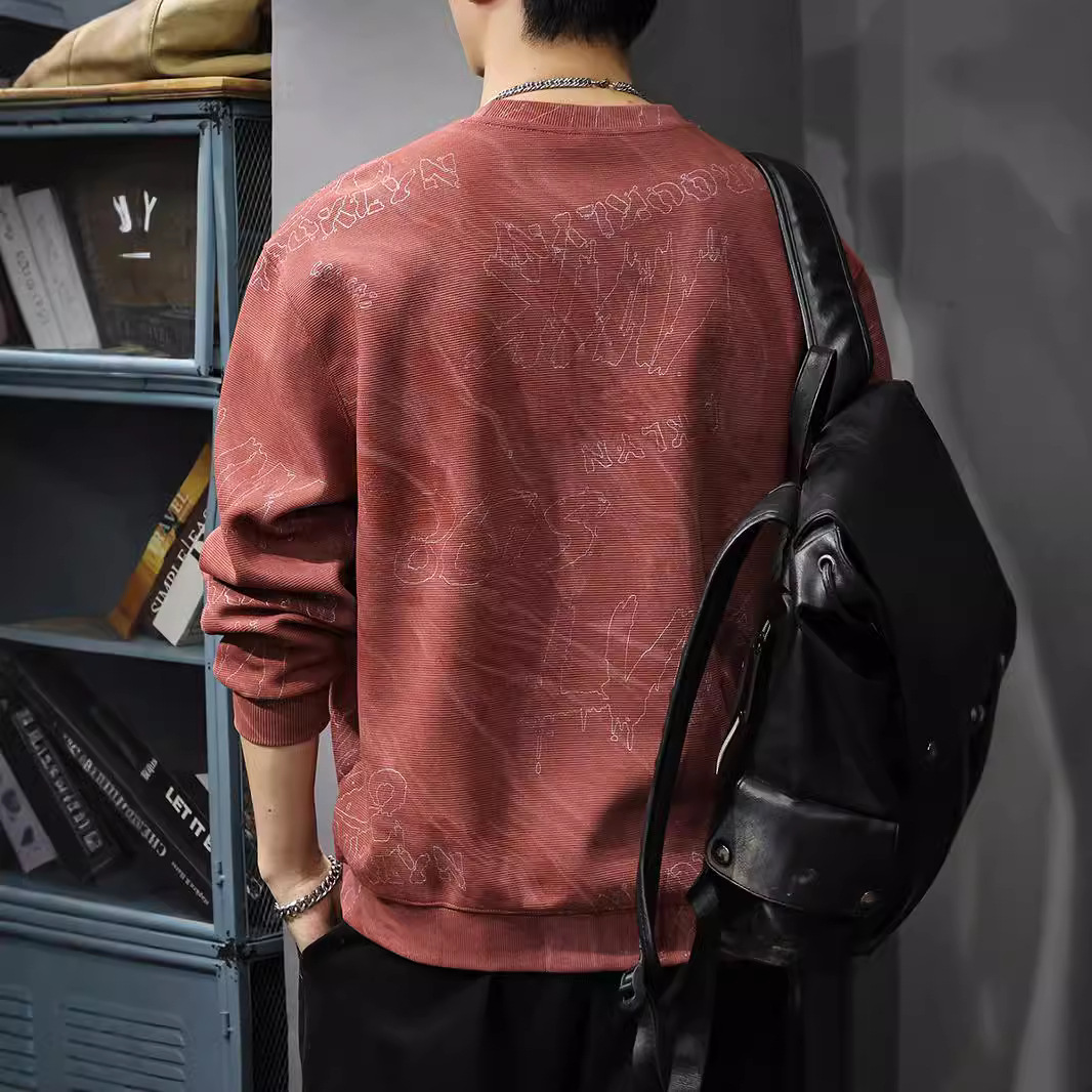 2025新款秋季重磅雲染水洗衛衣男美式痞帥長袖上衣春秋休閒外套潮