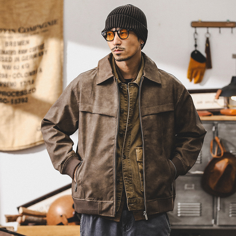 杰雷諾美式復古皮衣外套男秋季寬鬆機車服潮牌硬漢痞帥工裝皮夾克