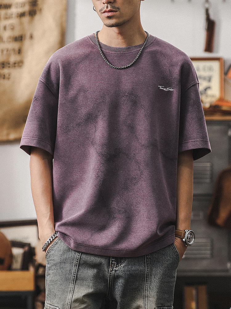 美式潮牌短袖男夏季宽松扎染水洗重磅T恤男士2024新款半袖体恤男