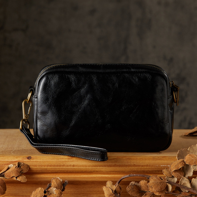 手工真皮手拿包男士多功能復古個性手包植鞣牛皮單肩斜挎包手機包