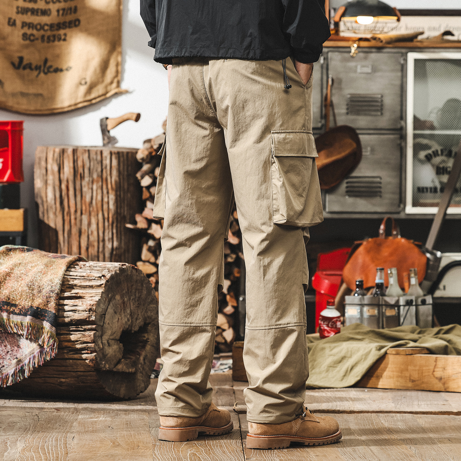 冰絲薄款工裝褲子男夏季2025新款寬鬆美式山系通勤戶外速干休閒褲