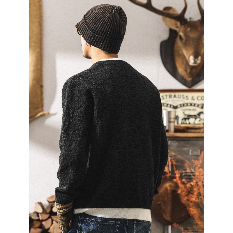 美式復古假兩件毛衣男款冬季加厚2025新款保暖寬鬆慵懶風針織衫男