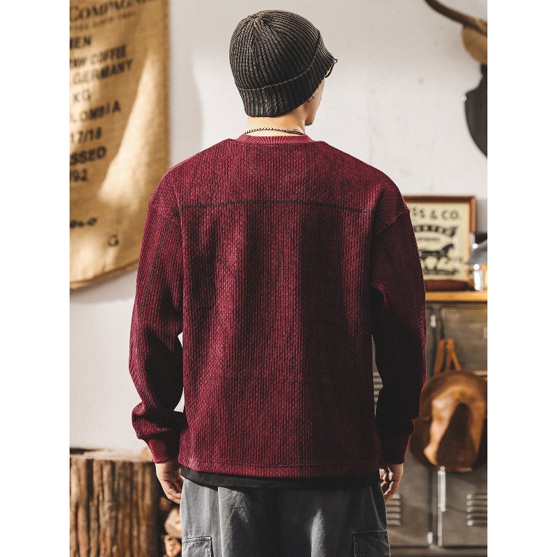 美式復古400g重磅衛衣男春秋新款潮流肌理提花寬鬆大碼男裝秋上衣