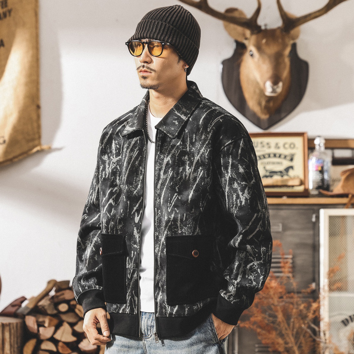 美式復古髒染380g重磅衛衣男秋冬款潮牌寬鬆大碼秋季開衫外套男款