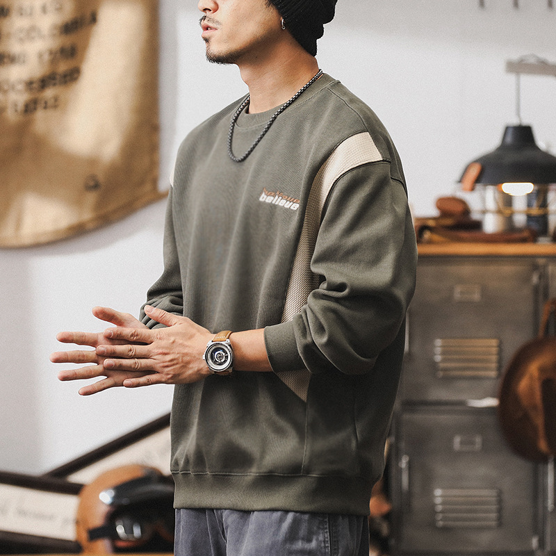 傑雷諾重磅380g衛衣男秋季寬松紋理撞色美式潮牌休閑春秋款外套男