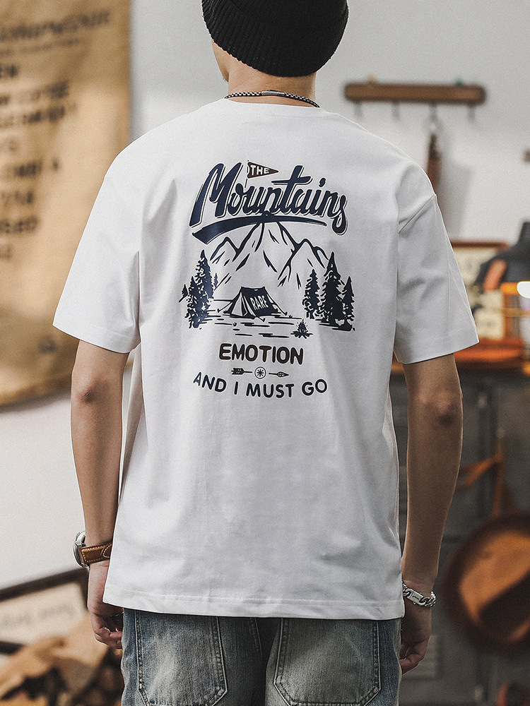 美式山系戶外重磅T恤男短袖夏季寬鬆大碼體恤男潮牌男士上衣