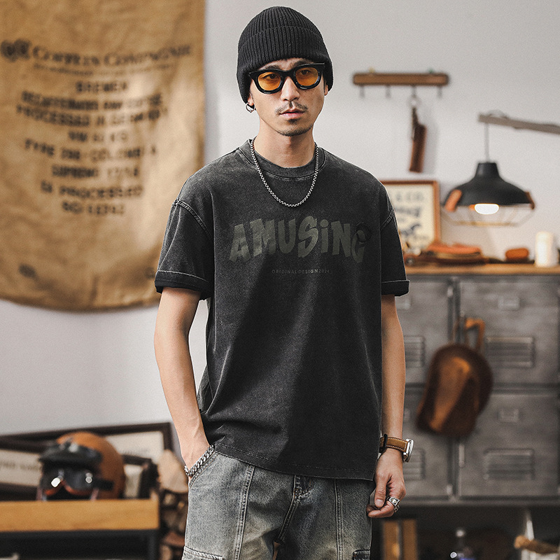 美式230g重磅T恤男2024新款夏季短袖男士潮流復古寬鬆上衣男