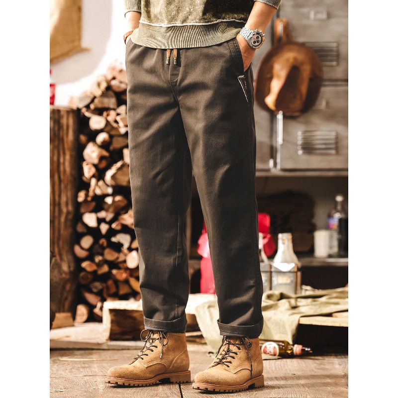 美式覆古秋季褲子男2025新款寬鬆直筒男士休閒褲春秋潮流工裝長褲