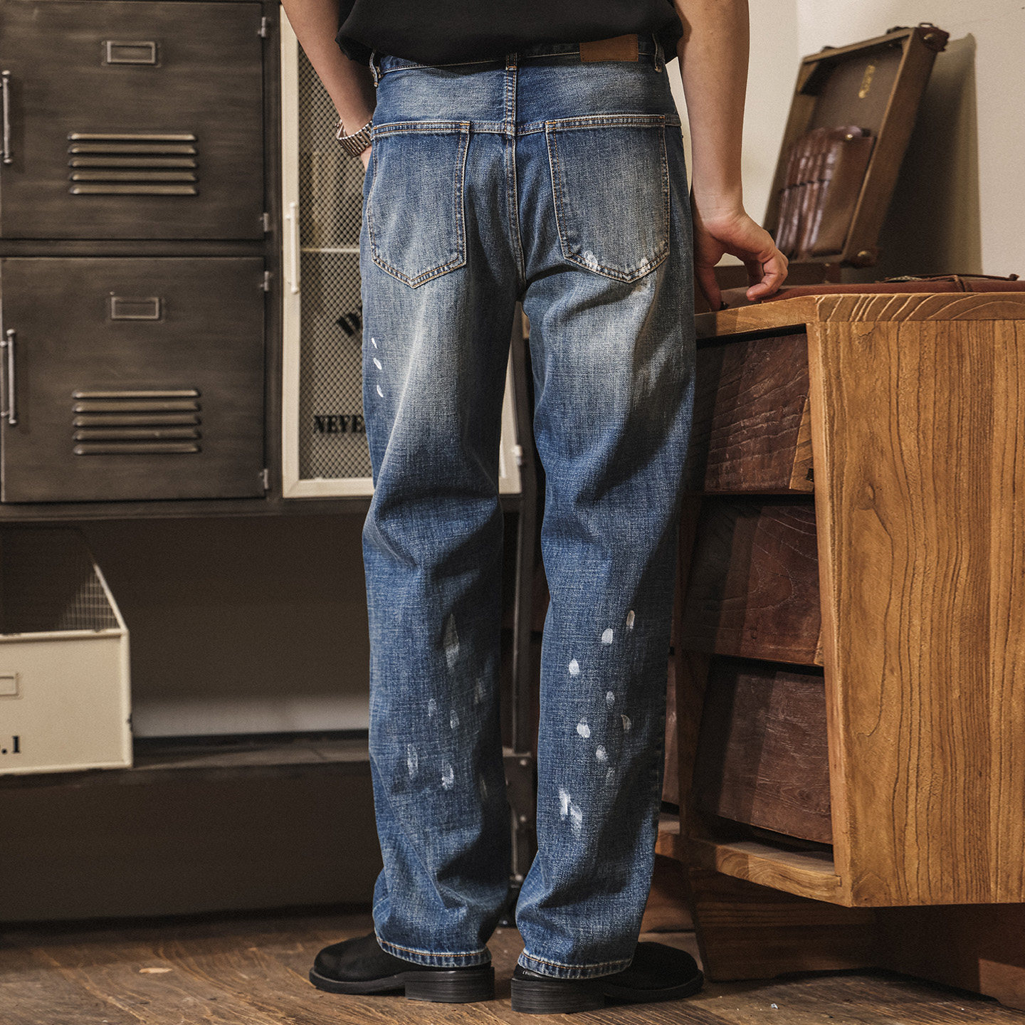 美式復古手繪塗鴉牛仔褲男寬鬆直筒2026新款春季潮牌休閒長褲子男