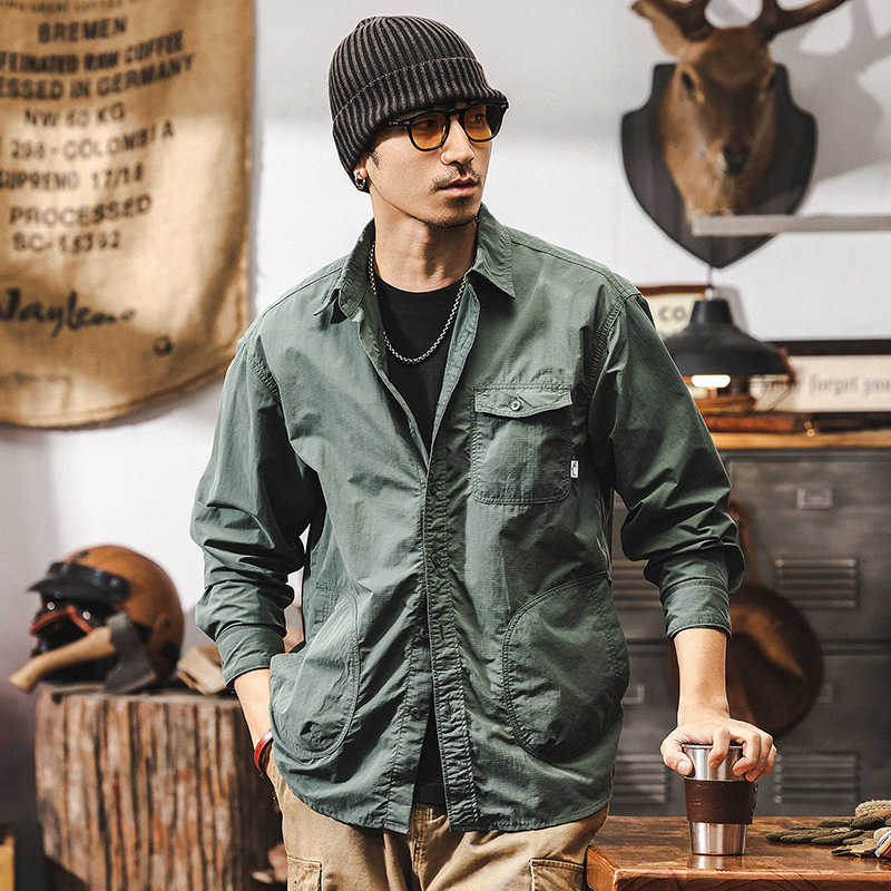 山系戶外工裝襯衫男長袖美式復古2025新款寬鬆硬漢獵裝襯衣外套男