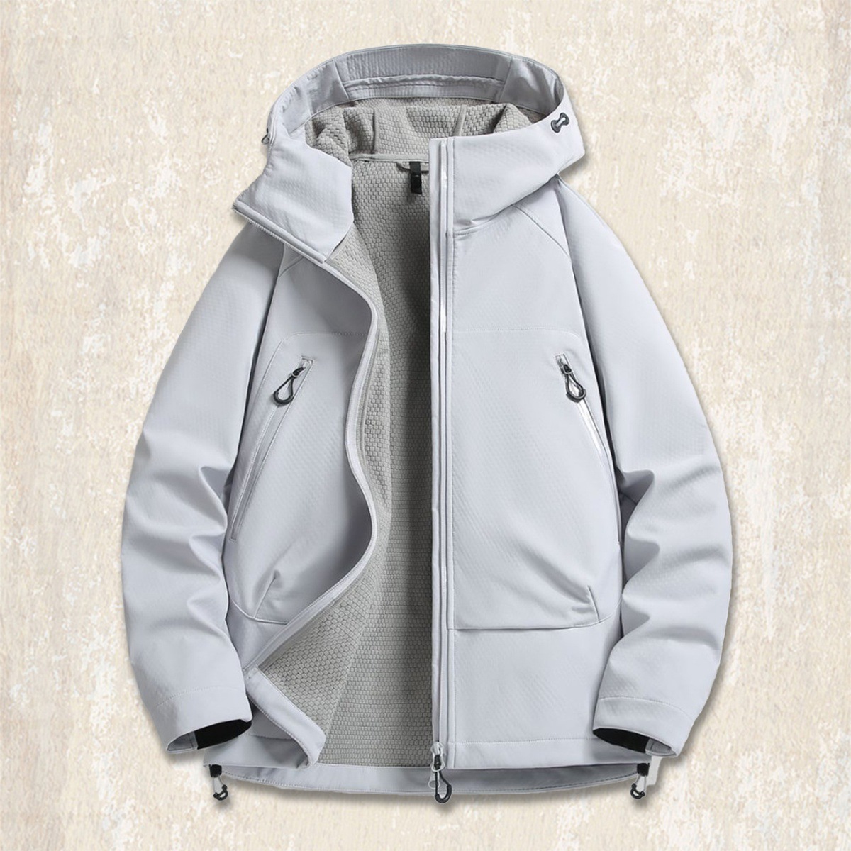 美式山系戶外壓膠衝鋒衣外套男春秋新款防風鎖溫方格登山工裝夾克