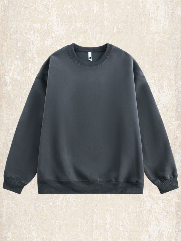 美式重磅圓領衛衣男款秋季潮牌寬鬆酒紅色上衣簡約百搭休閒衣服男