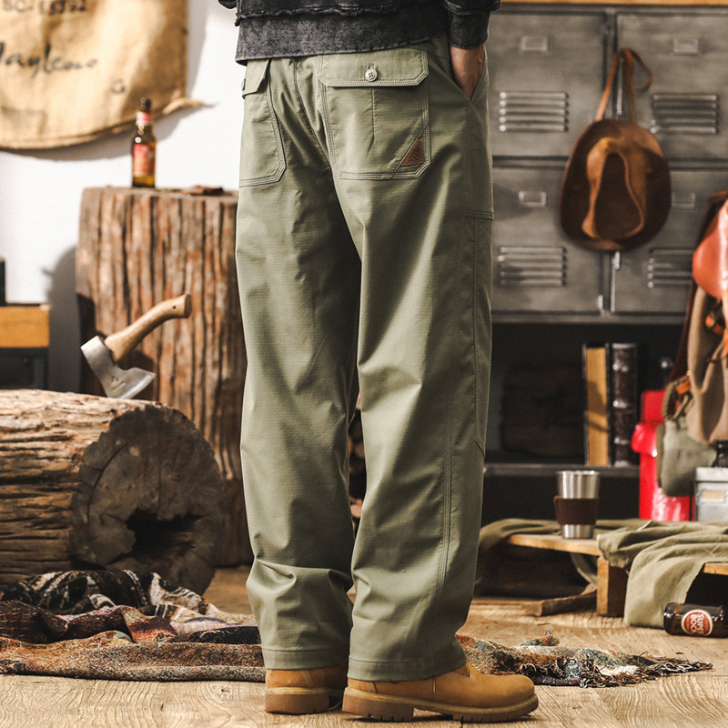 美式復古重磅工裝褲子男秋季2024新款潮牌寬鬆直筒闊腿男士休閒褲