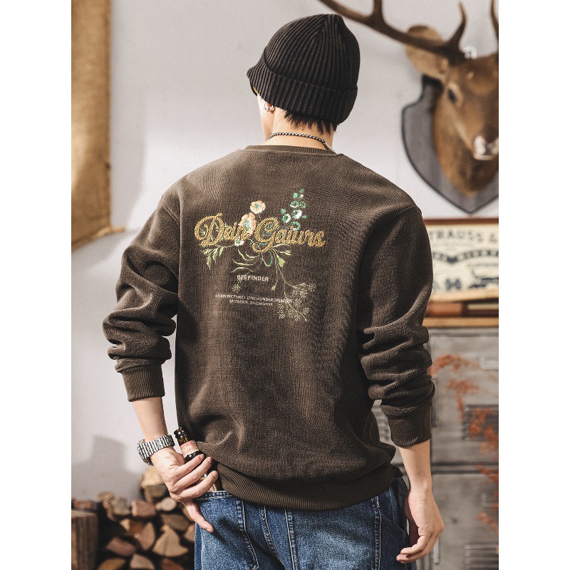 美式復古歐棉絨衛衣男春秋2025新款刺繡380g重磅絨感寬鬆秋季上衣