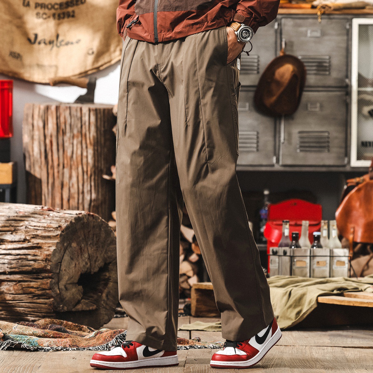 美式復古戶外機能速幹工裝褲子男夏季新款潮牌寬鬆垂感男士休閒褲