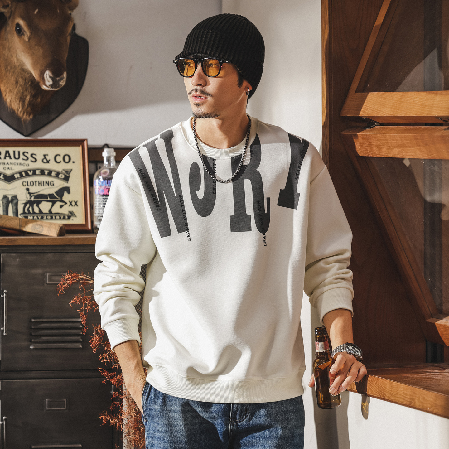 美式復古潮牌300g重磅衛衣男春秋2025新款潮流寬鬆大碼男裝上衣男