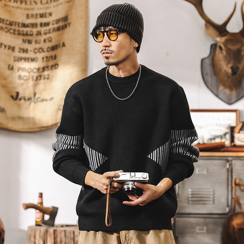 美式復古698g重磅毛衣男冬季加厚寬鬆慵懶風針織衫男士內搭秋冬款