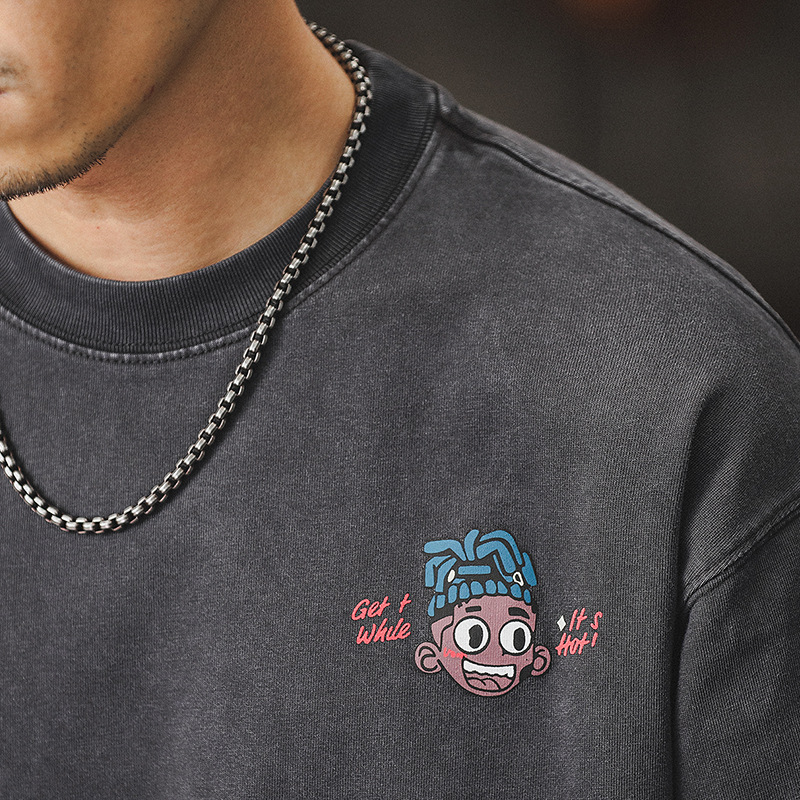 2024新款潮牌短袖男夏季300g重磅T恤男美式復古水洗寬鬆半袖體恤