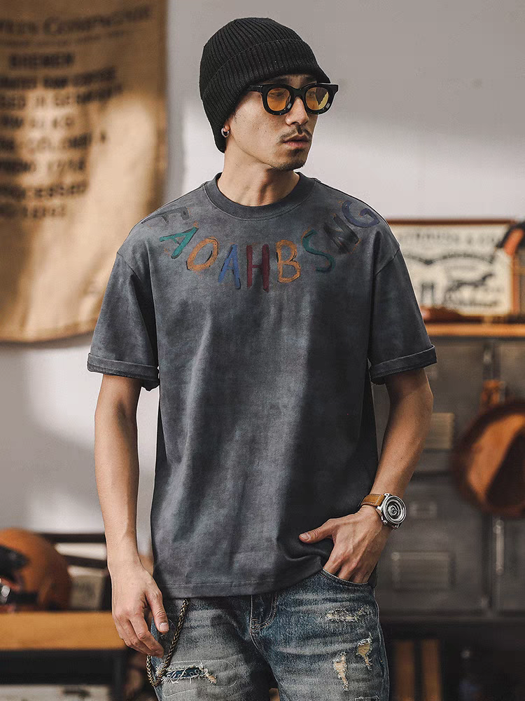 美式潮牌重磅短袖T恤男夏季2024新款男士休閒寬鬆上衣半袖男