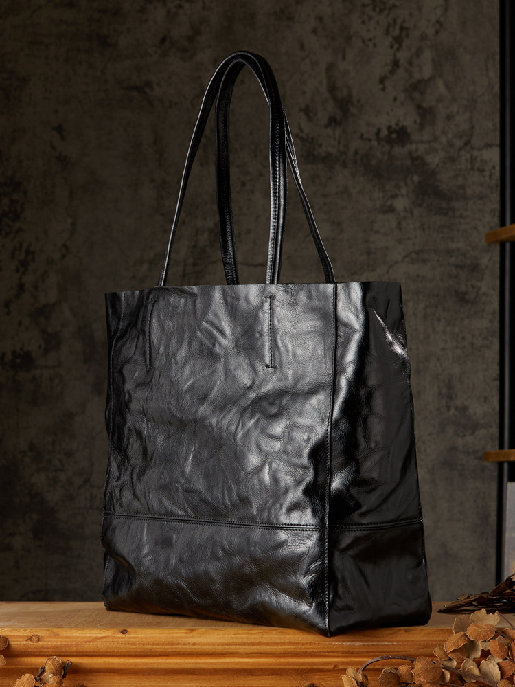 手工頭層牛皮托特包女簡約大容量通勤手提包純牛皮休閒百搭手拎包