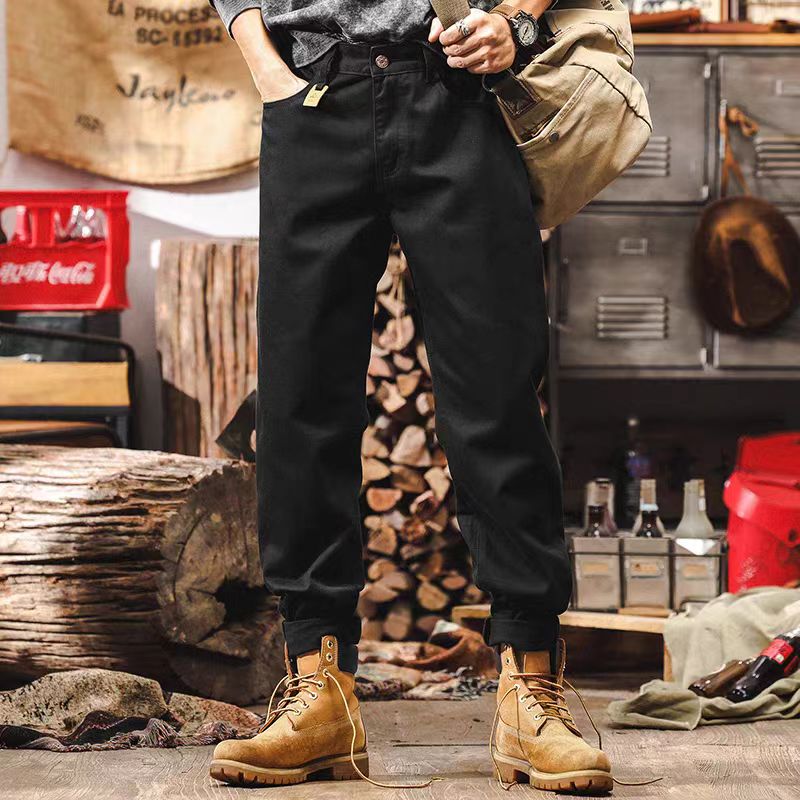 春季活性染不掉色牛仔褲男直筒2024新款美式經典原色水洗休閒褲男