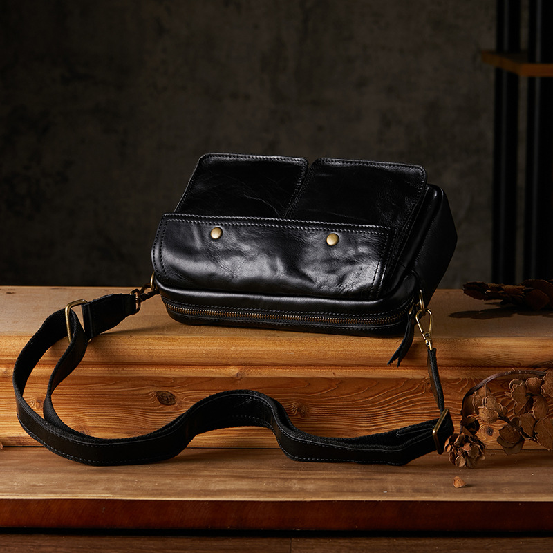 手工植鞣牛皮斜挎包男單肩包休閒頭層牛皮郵差包韓版潮包男士背包