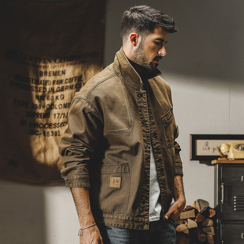 365g重磅復古美式工裝夾克男春季潮牌寬鬆硬漢獵裝休閒外套男春秋