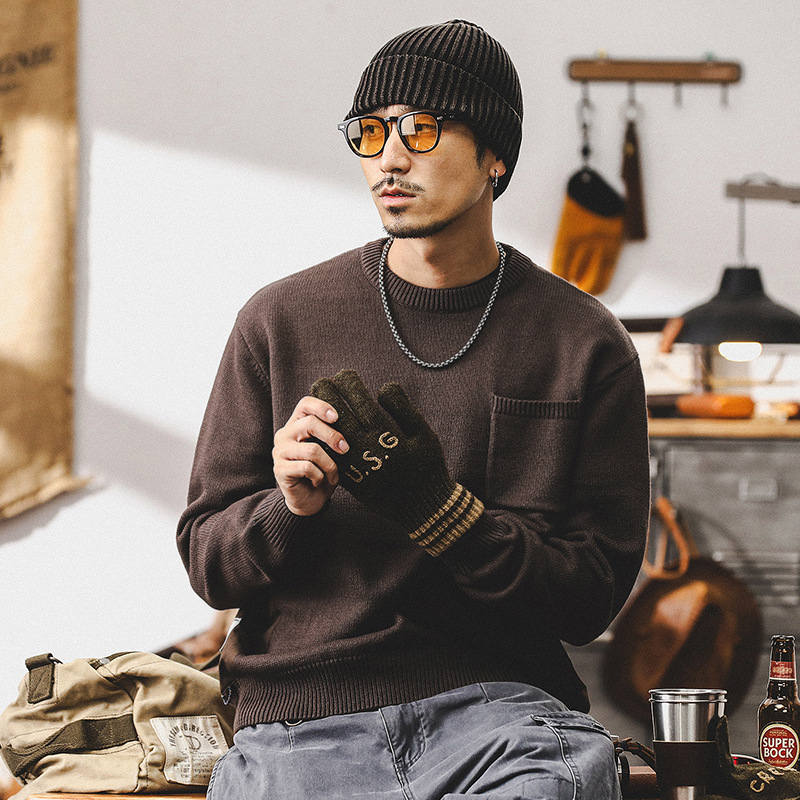 美式復古慵懶風毛衣男冬季潮牌寬鬆2024新款男士針織衫外套秋冬款