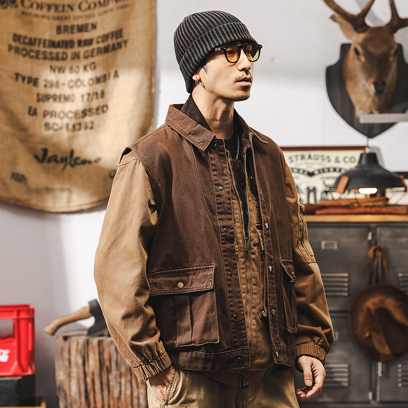 美式復古重磅工裝馬甲男潮牌戶外戰術獵裝機能攝影坎肩夾克外套男