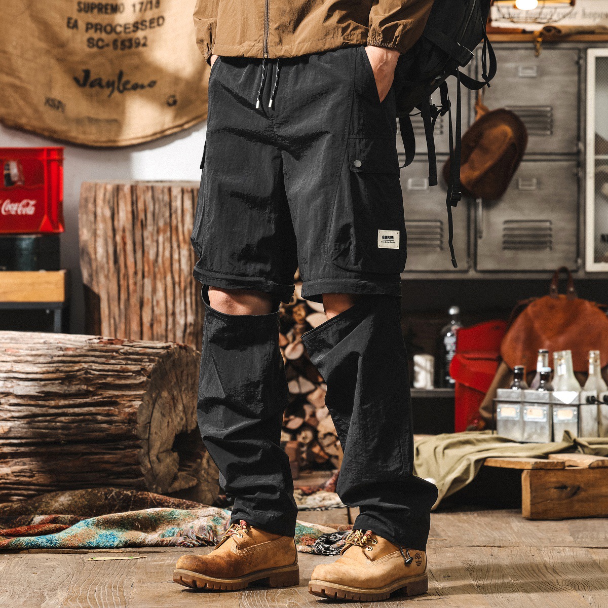 拼接可拆卸褲子男2025新款夏季薄款工裝褲美式寬鬆直筒男士休閒褲