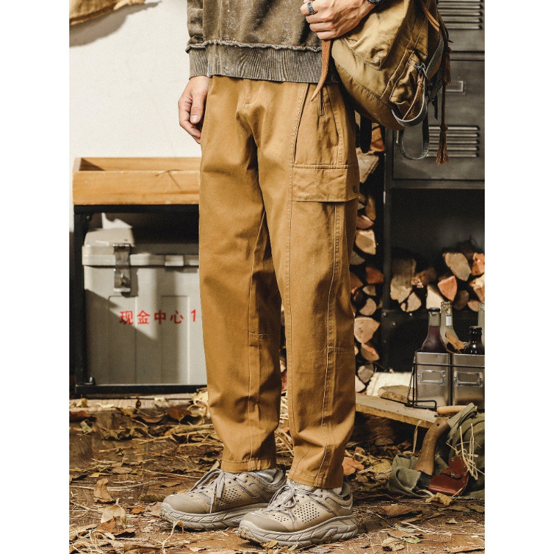 杰雷諾美式復古直筒休閒褲男秋冬款寬鬆潮牌痞帥戰術工裝褲男