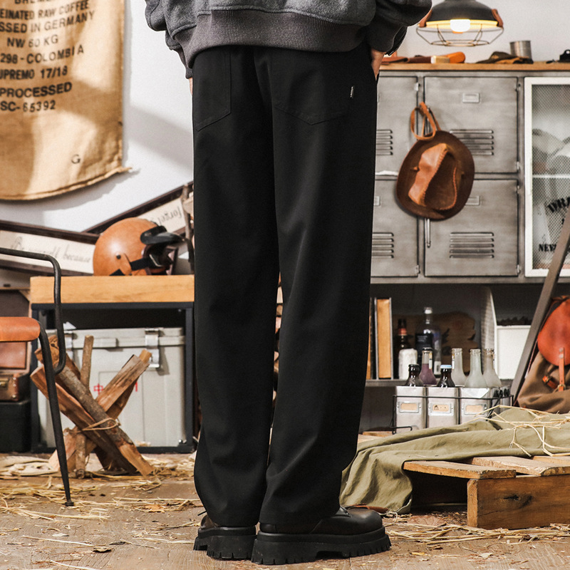 美式復古休閒褲子男秋季2024新款上班通勤西褲垂感直筒寬鬆闊腿褲