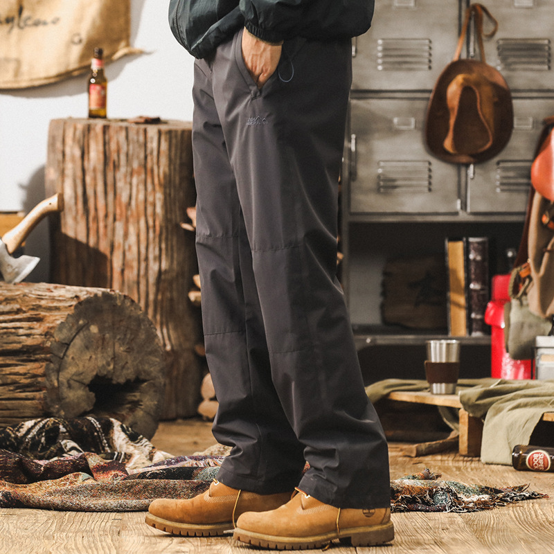 美式山系軟殼衝鋒褲男秋冬款加厚戶外騎行運動防水潮牌直筒休閒褲