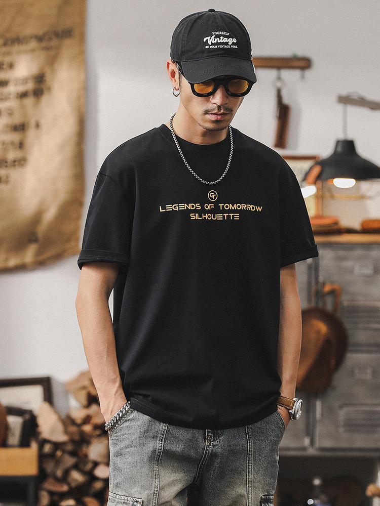 2024夏季新款白色T恤男短袖龍年國潮男裝寬鬆250g重磅體恤男