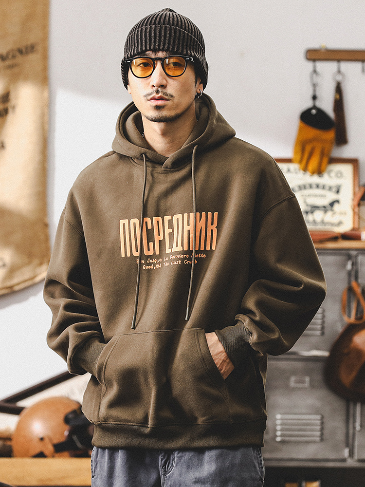 美式重磅復古原宿風衛衣男秋季寬鬆2024新款休閒連帽外套男春秋款