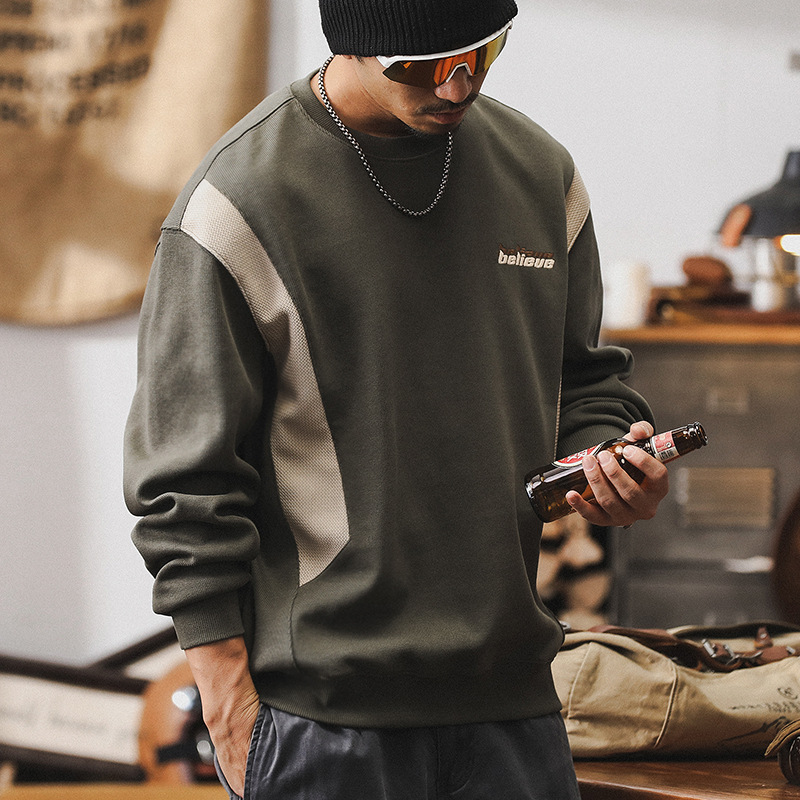 傑雷諾重磅380g衛衣男秋季寬松紋理撞色美式潮牌休閑春秋款外套男