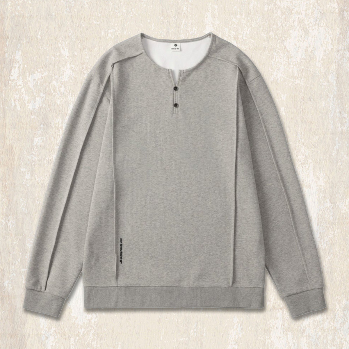 美式復古重磅亨利領衛衣男春秋款潮牌寬鬆男士polo衫長袖寬鬆上衣