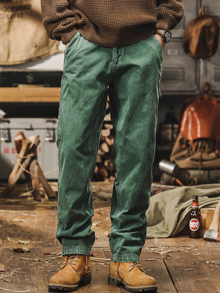 美式經典黑色工裝褲子男寬鬆直筒2024新款潮牌水洗做舊百搭休閒褲