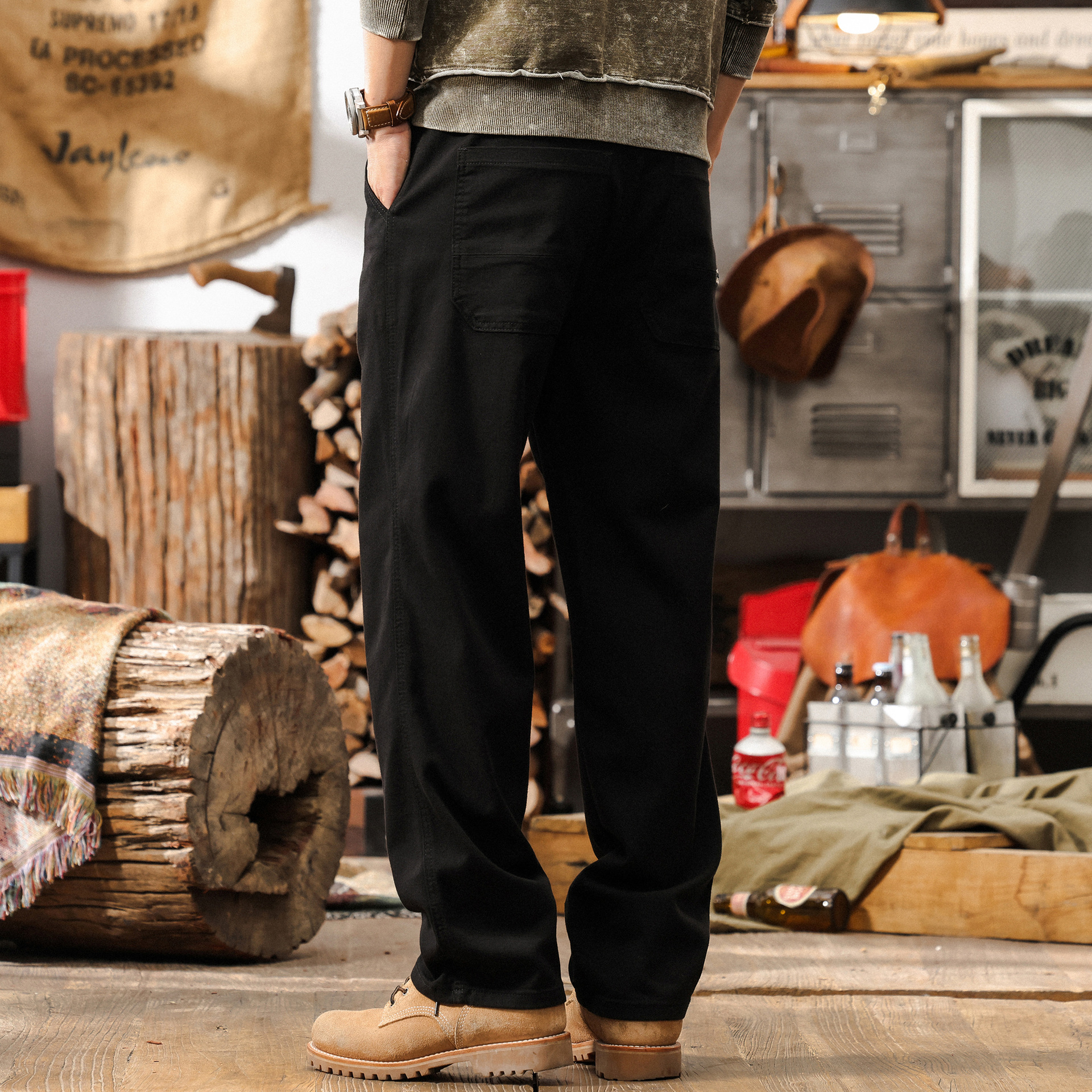 活性染不掉色美式牛仔褲男夏季垂感萊賽爾長褲潮牌寬鬆直筒休閒褲