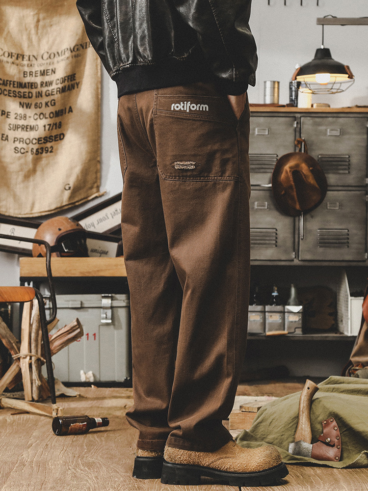 傑雷諾秋季美式複古工裝褲子男直筒2024新款寬松潮牌男士休閑長褲