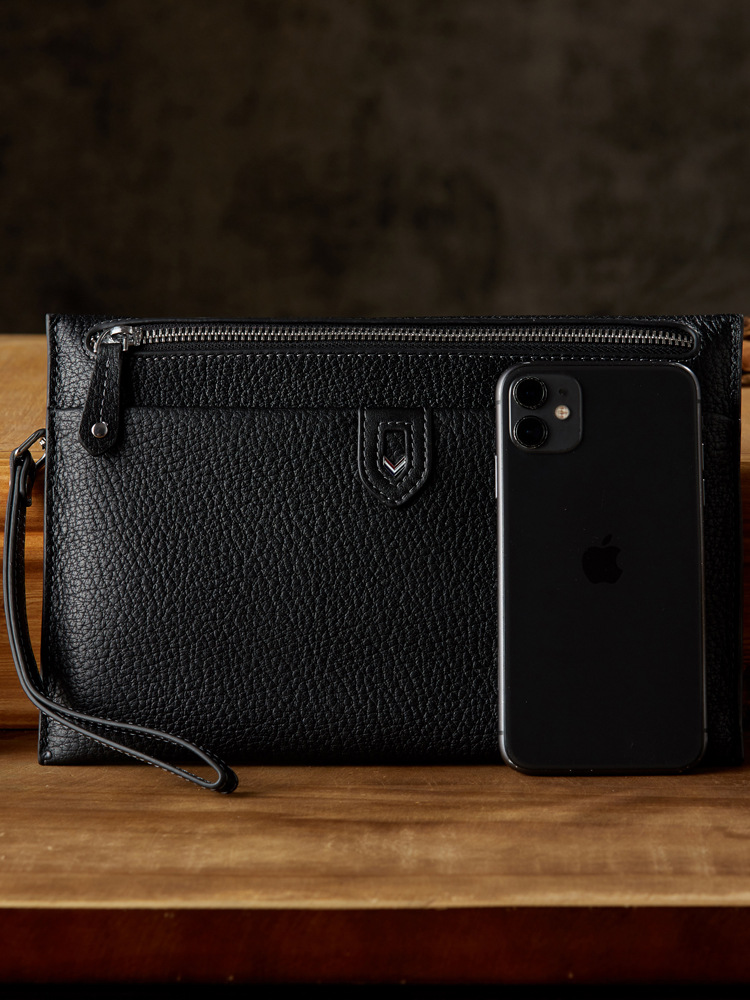 手工真皮手拿包男休閒商務男士手包個性質感牛皮輕便拉鏈手抓包包