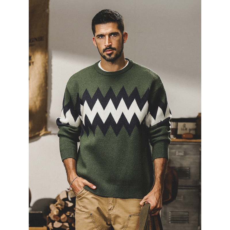 美式復古重磅安迪絨毛衣男冬季寬鬆潮牌民族風古著加厚針織衫外套