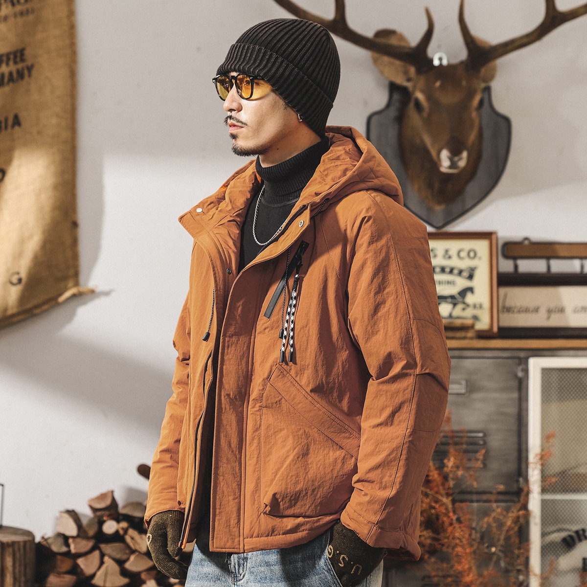 美式復古高充絨90純白鴨絨工裝羽絨服男冬季加厚保暖禦寒男士外套