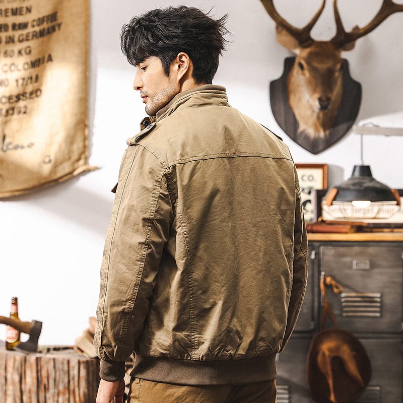 美式復古飛行員夾克棉服外套男秋冬款軍事工裝冬季加絨加厚棉衣男
