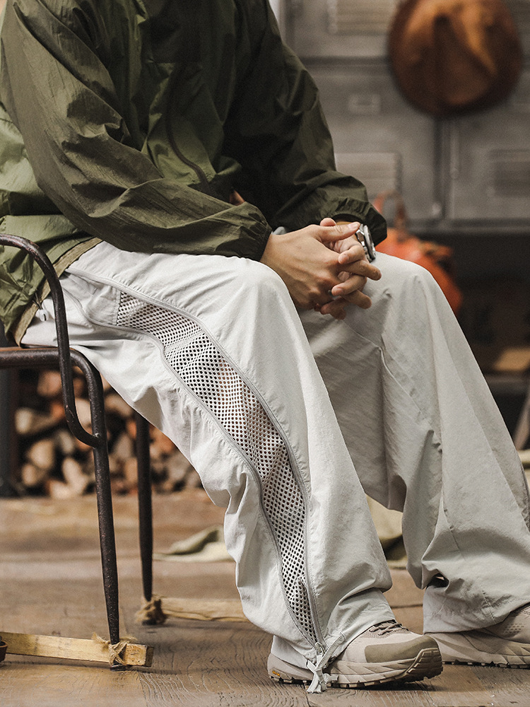 杰雷諾美式休閒褲男寬鬆潮牌微闊直筒褲子男春秋季戶外速乾褲男款