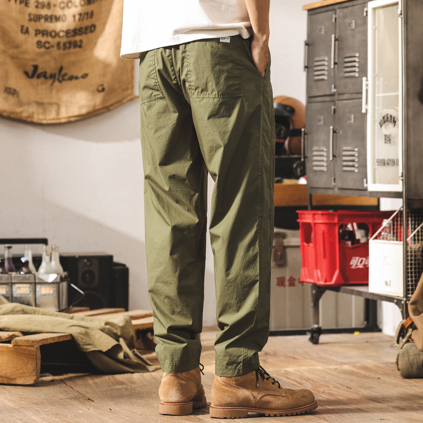 超薄軍綠色褲子男夏季新款潮牌美式戶外直筒哈倫褲寬鬆男士休閒褲