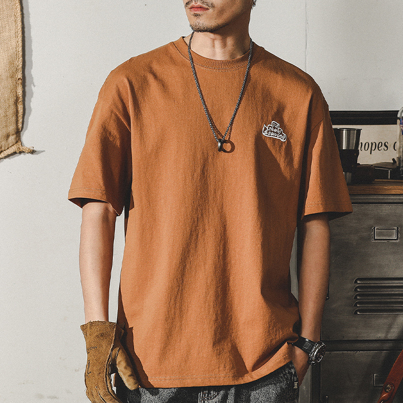 美式重磅280g短袖T恤男t夏季高級感體恤休閒寬鬆大碼紅色上衣